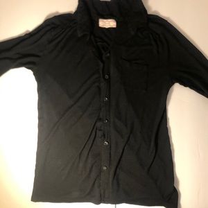 Pink Rose Black Blouse size Medium. 3/4 sleeve